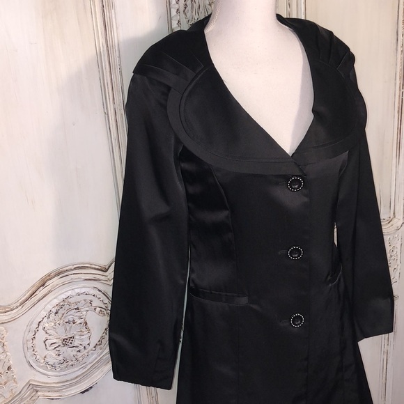 WANKO Cotton Blend Chic Unique Shawl Collar Long Sleeve Dress Coat Size 34 - Picture 2 of 15
